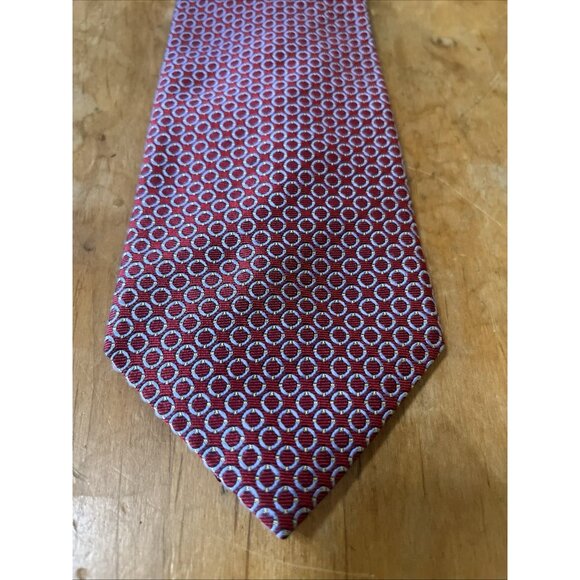 Brooks Brothers Maker Tie Men's Red Geometric Pure Silk Made In USA Woven/Italy - Picture 2 of 6